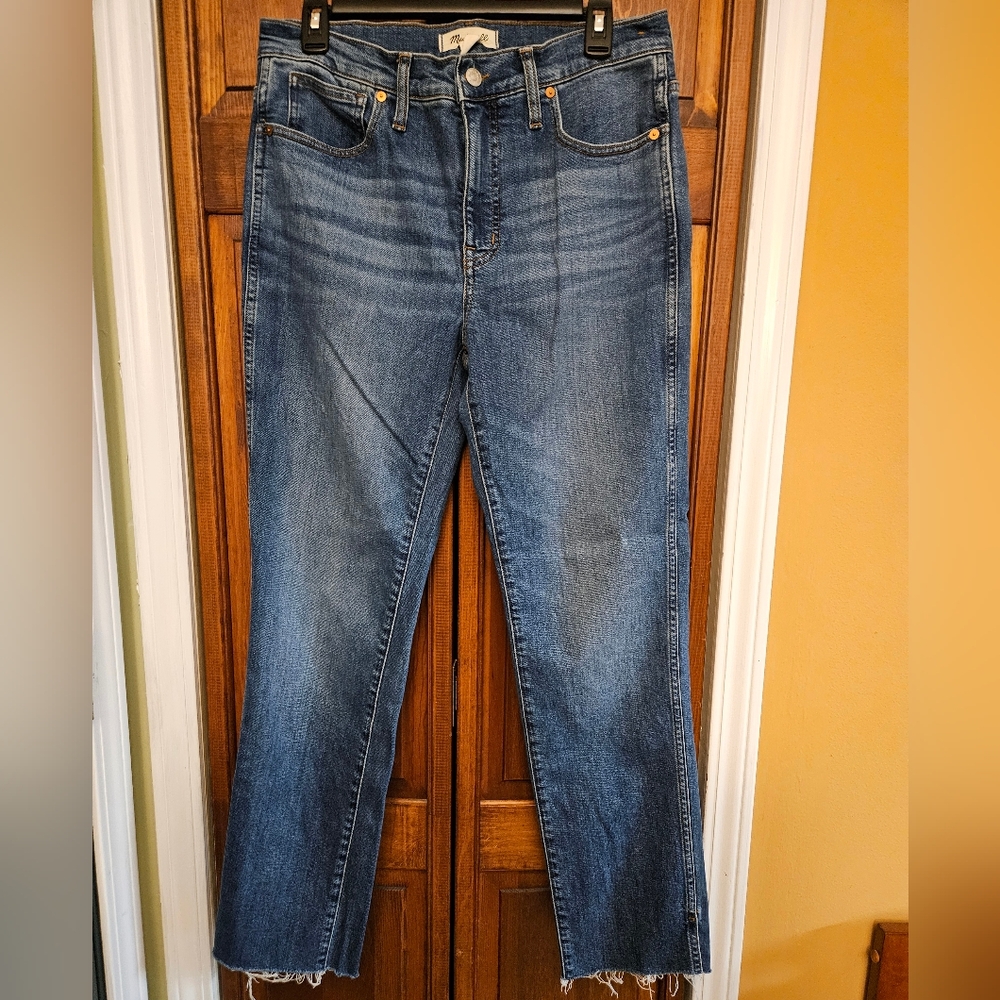 Madewell Blue Straight Leg Jeans with Natural Fading